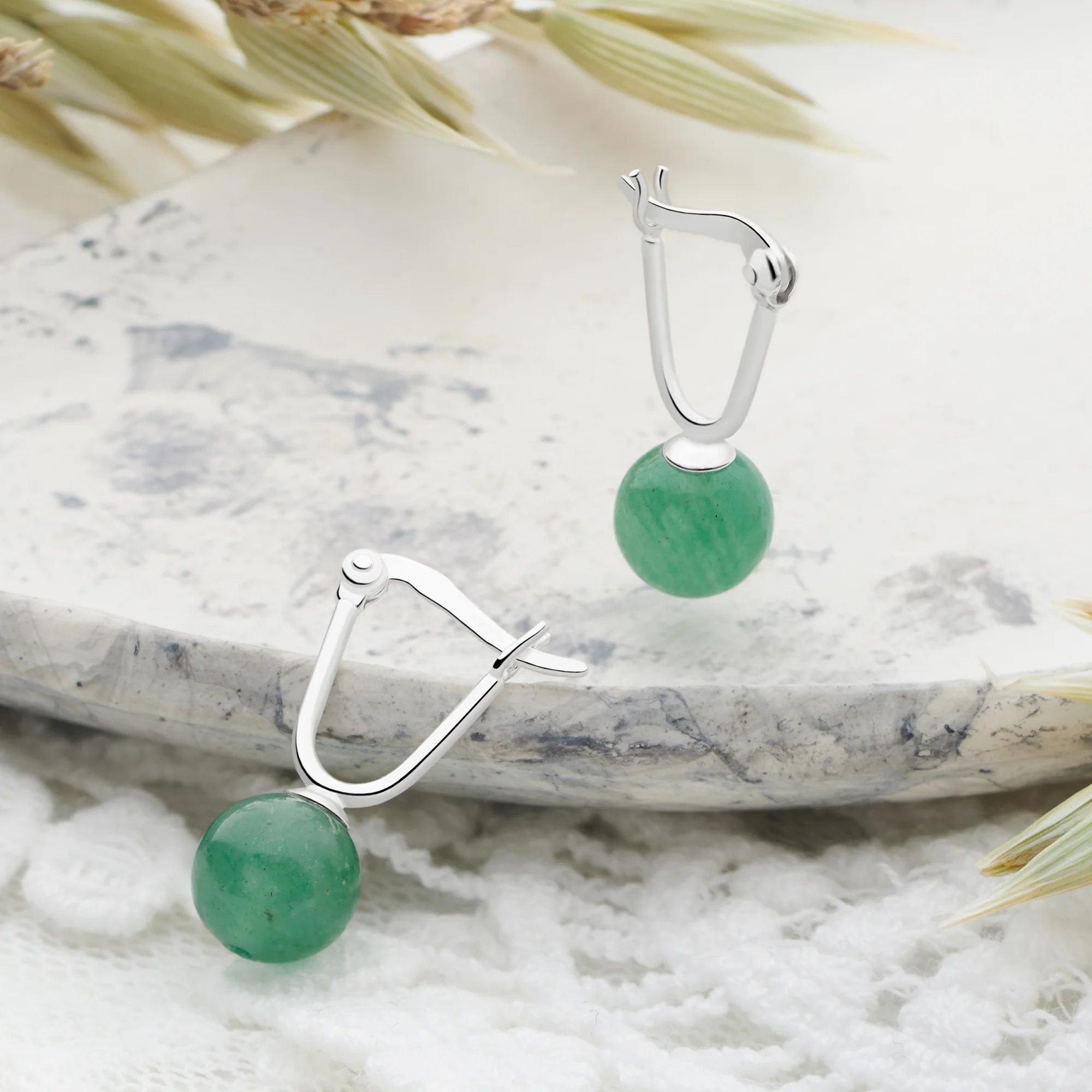 Aventurine Orb Earrings - Image 2