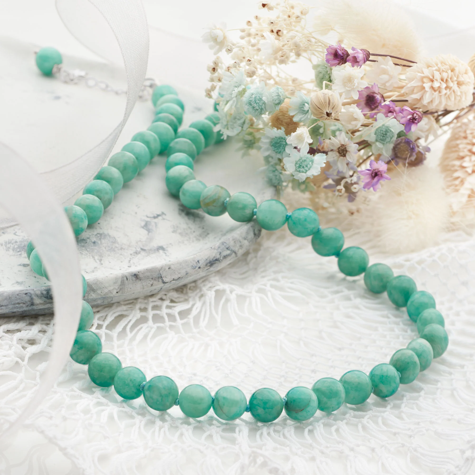 Beaded Amazonite Necklace (Short) - Image 3