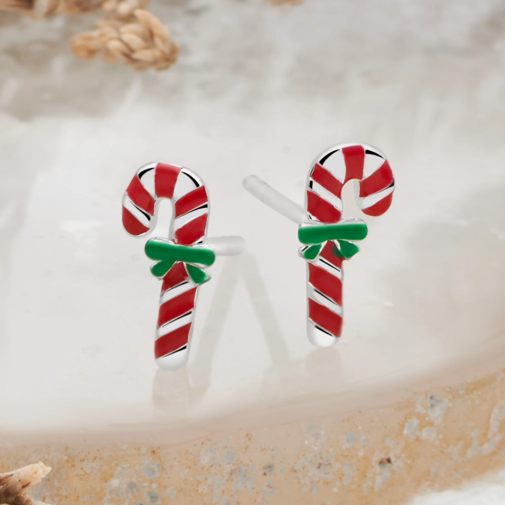 Candy Cane Bow Studs - Image 2