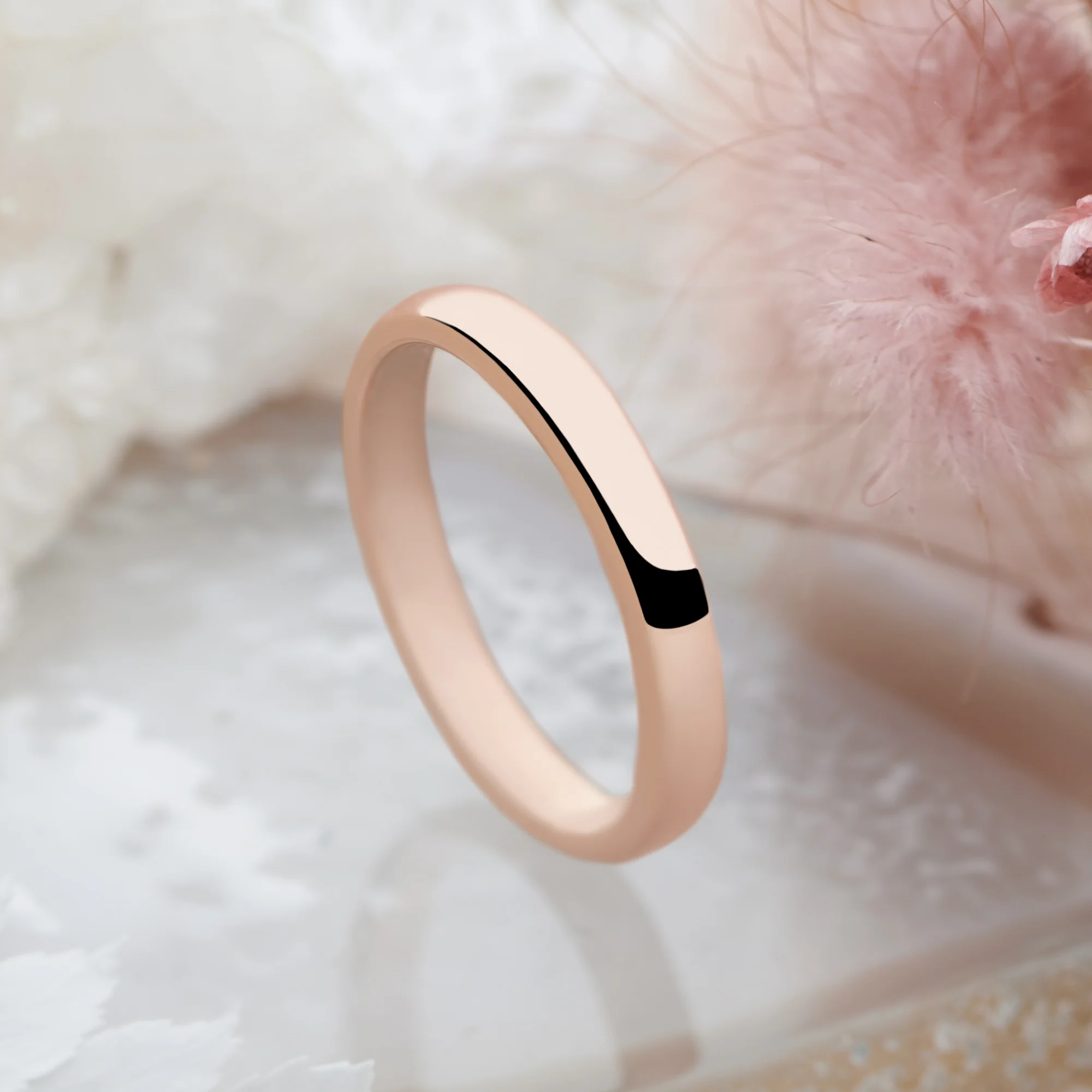 D Shaped Rose Gold Plated Ring (3mm) - Image 2