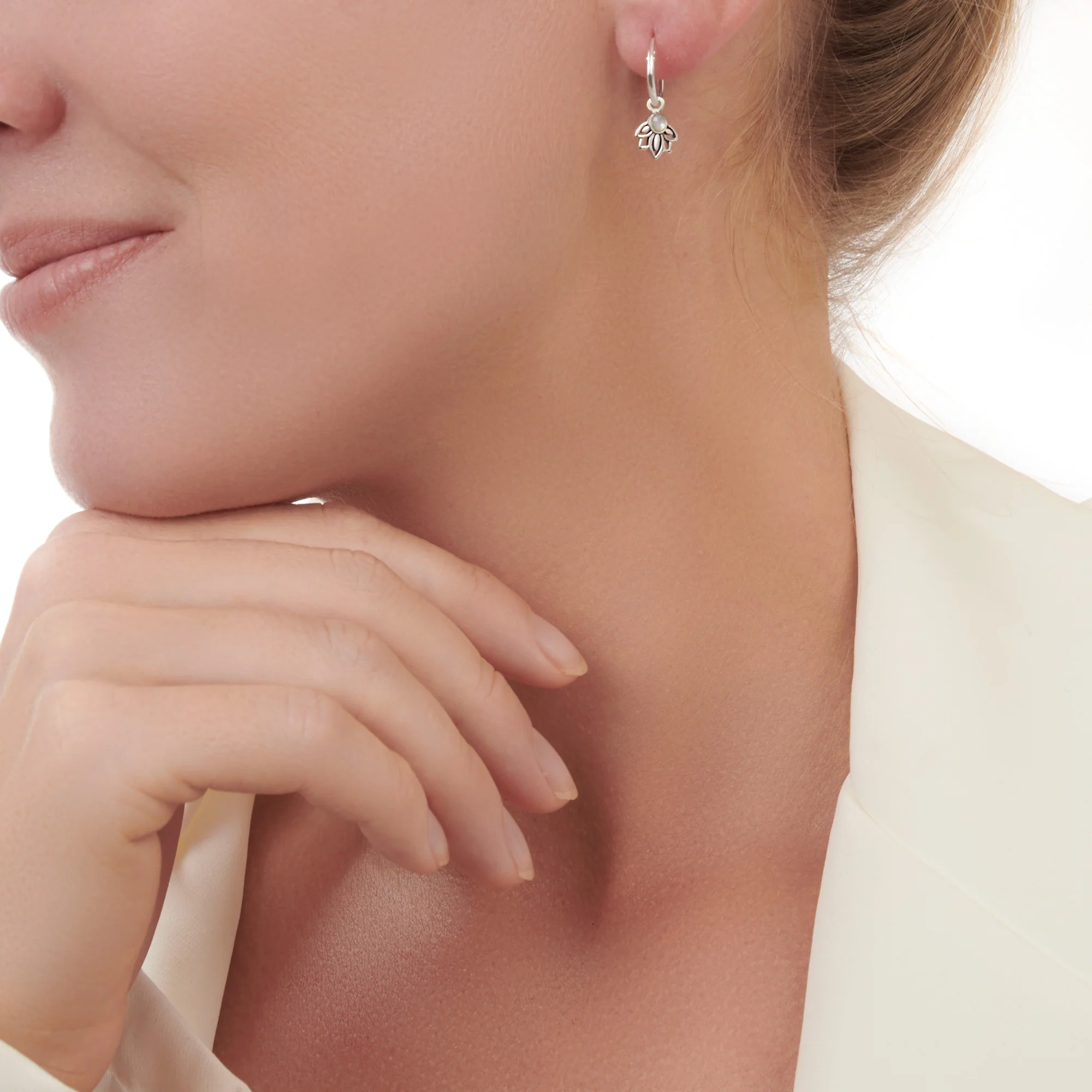 Lotus Charm Hoops - Image 3
