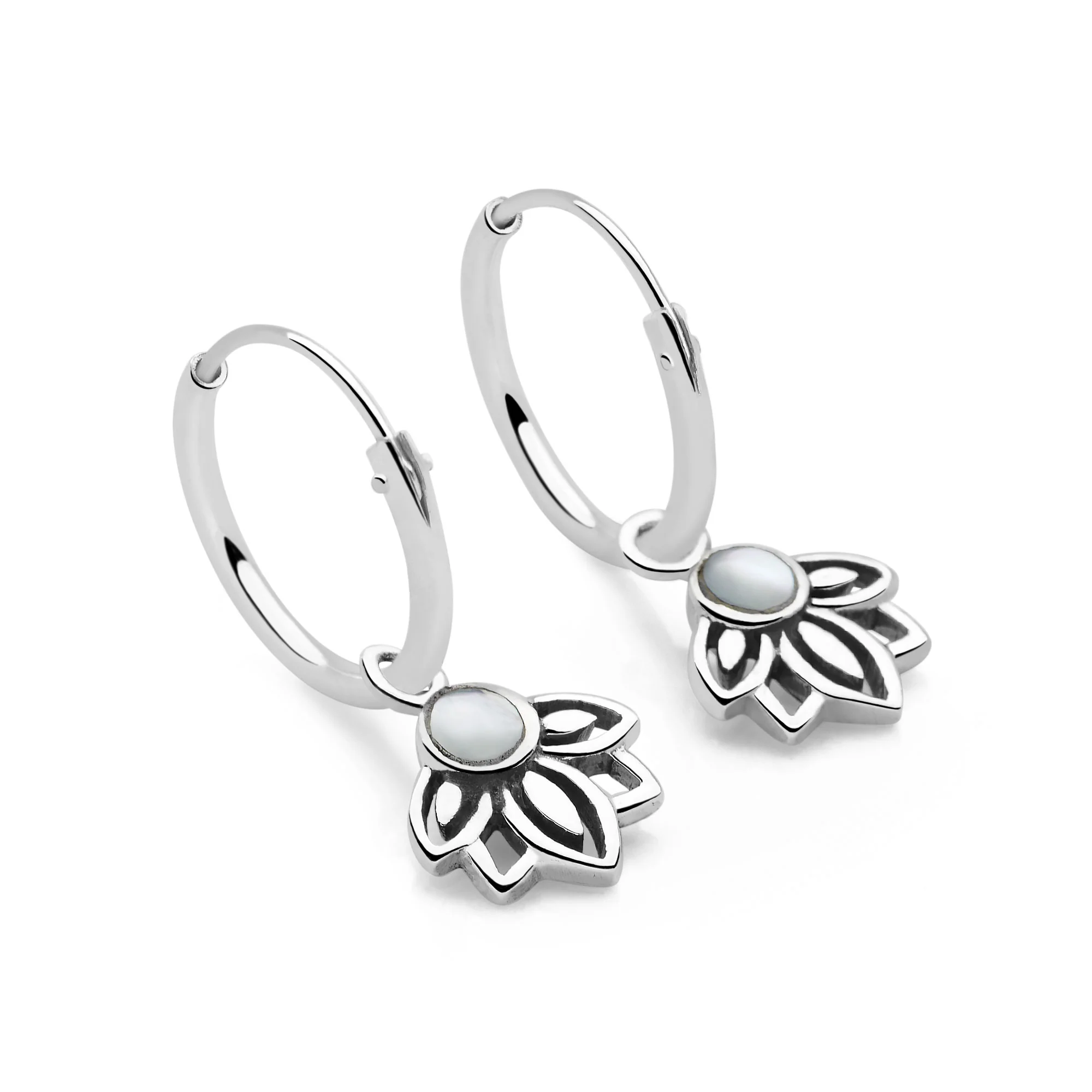 Lotus Charm Hoops - Image 4