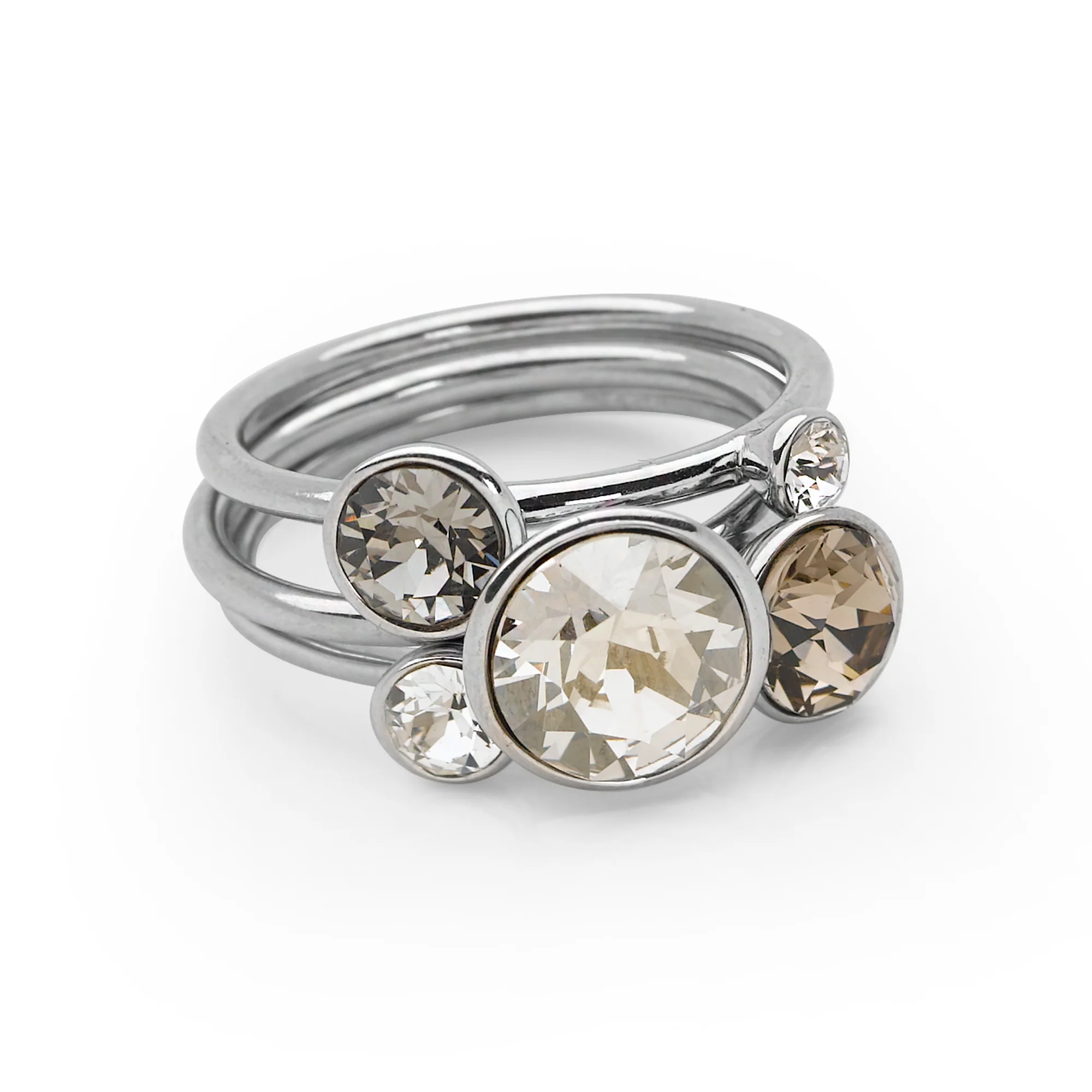 Miami Moon Rings (Set of 3) Rhodium Plated - Image 3