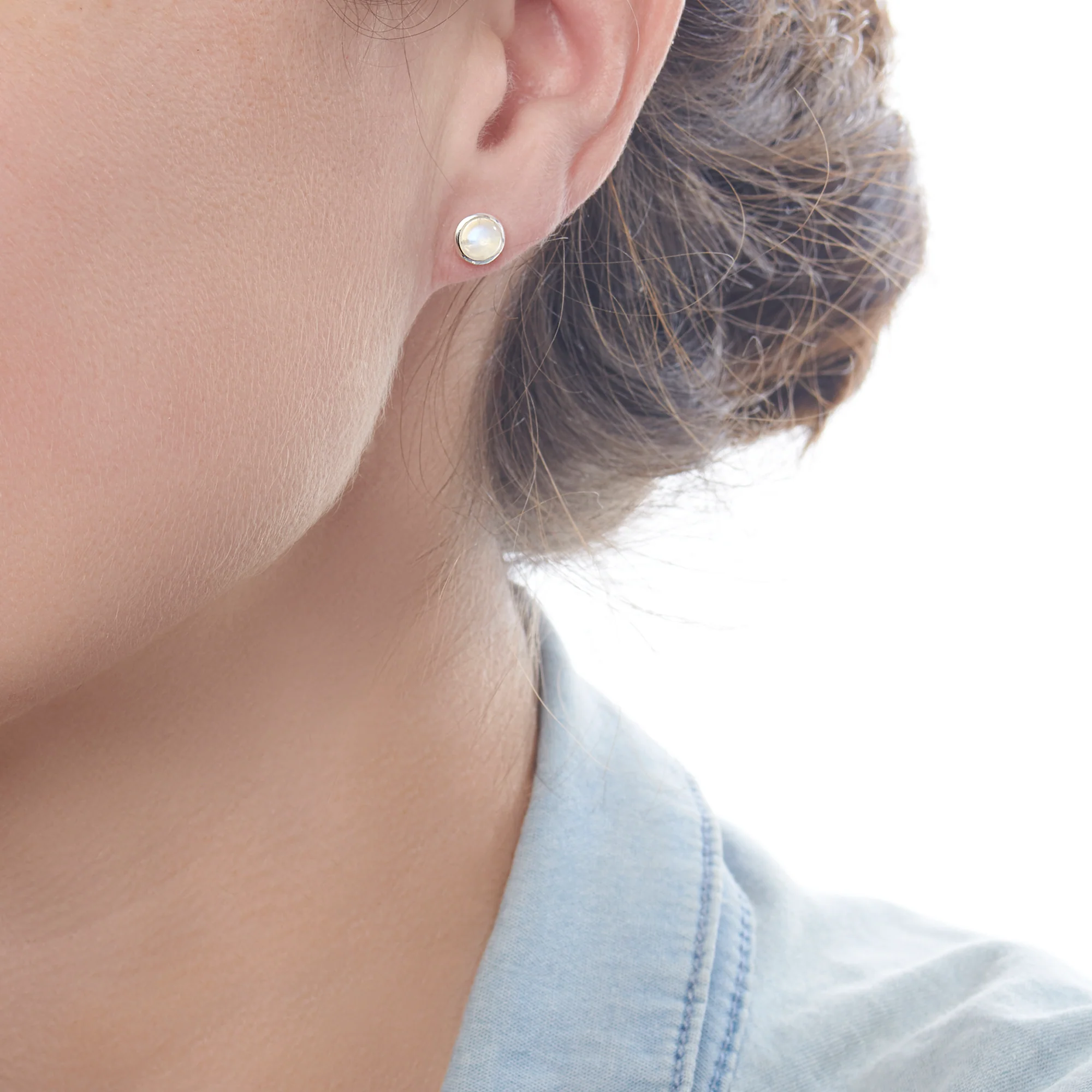 Moonstone Button Studs - Image 3