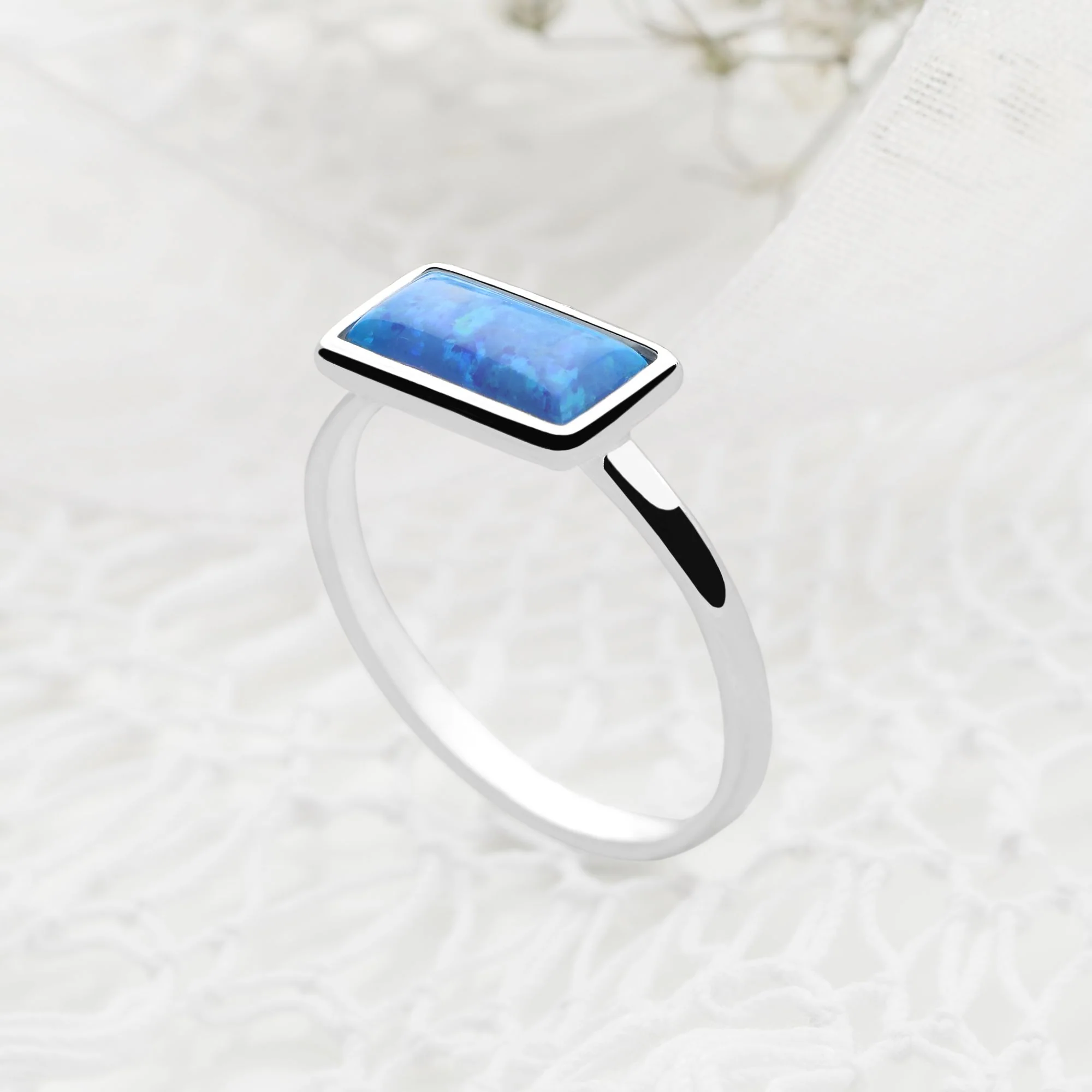 Blue Opal Bar Ring - Image 2