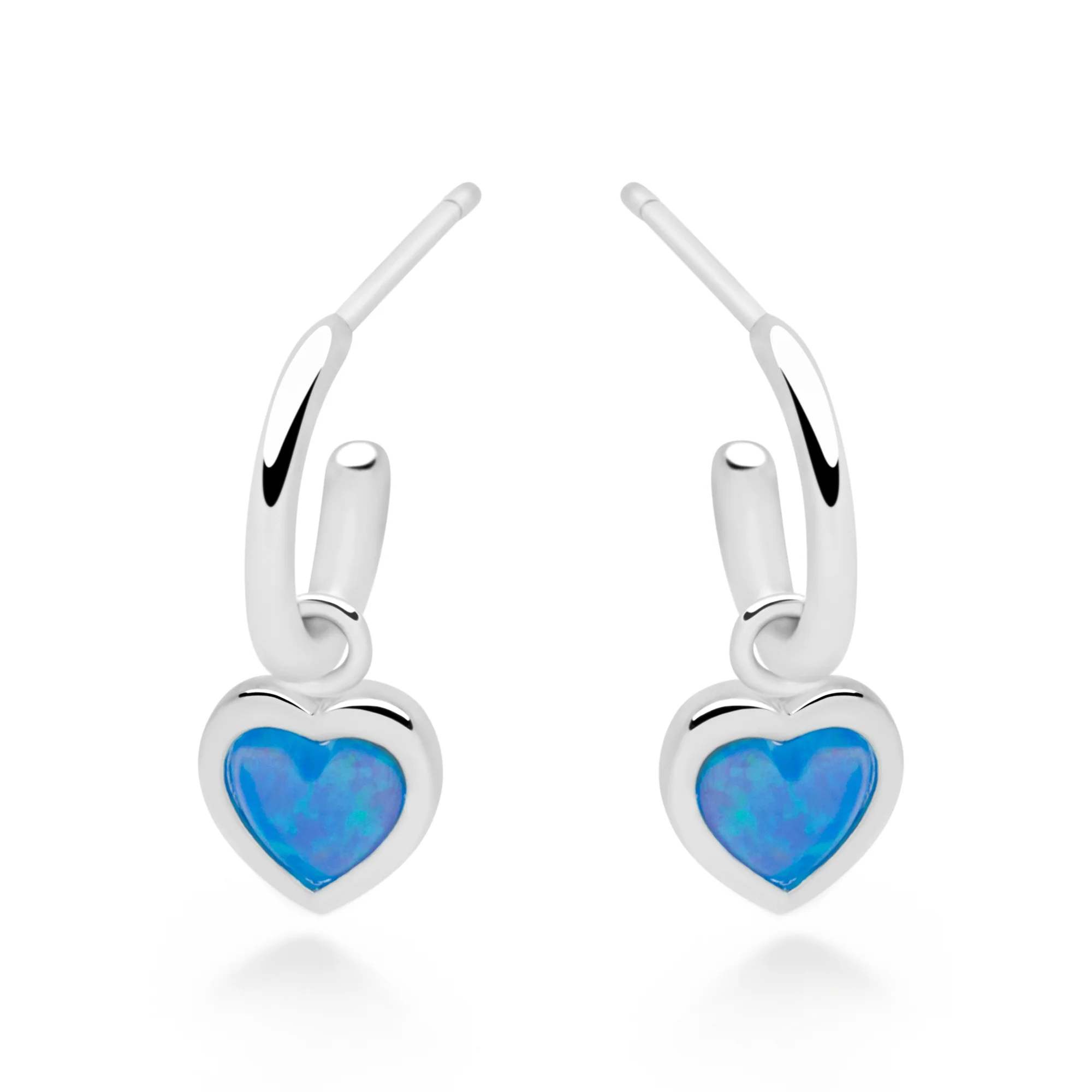 Opal Heart Charm Hoops - Image 4