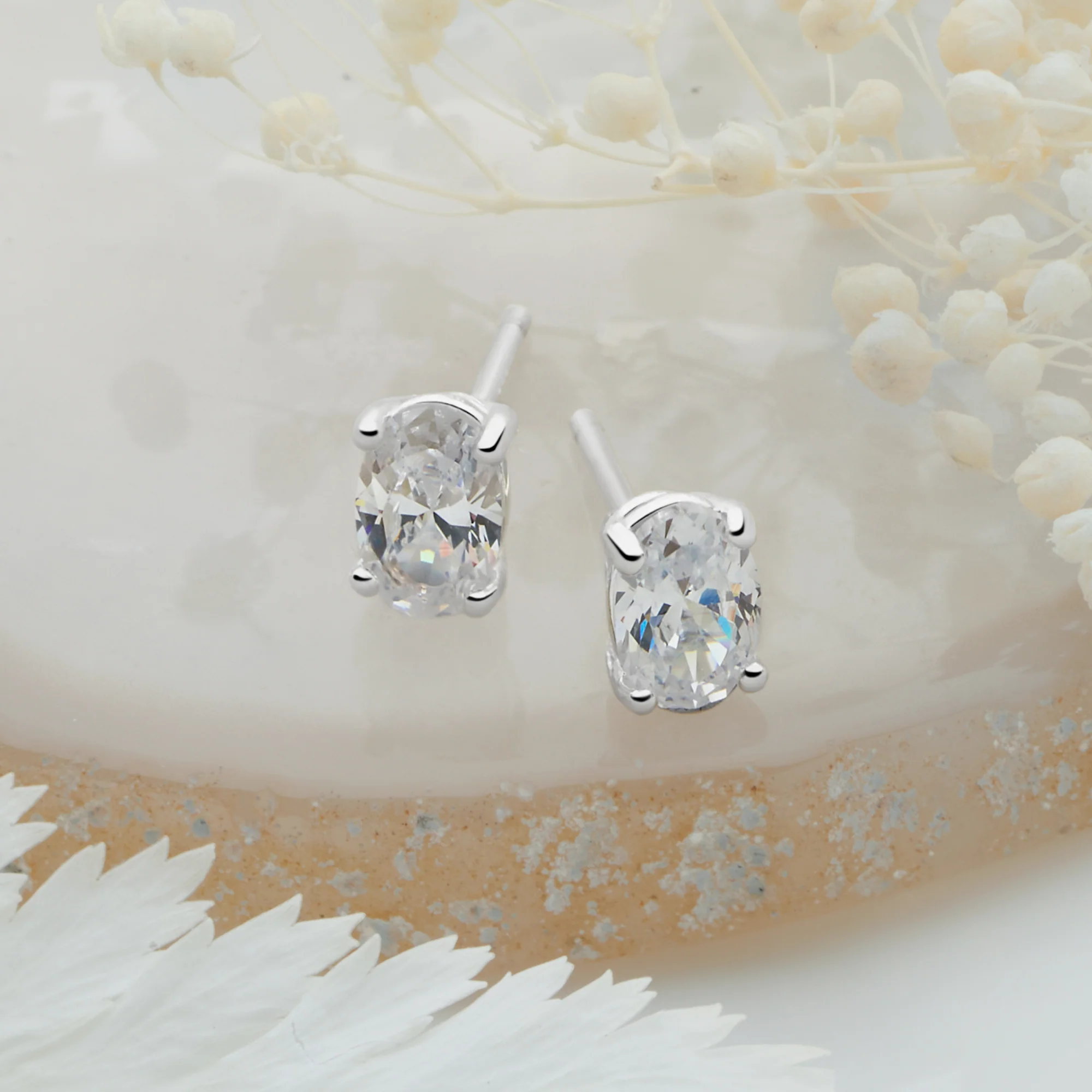 Oval Spark Studs (Clear) - Image 2