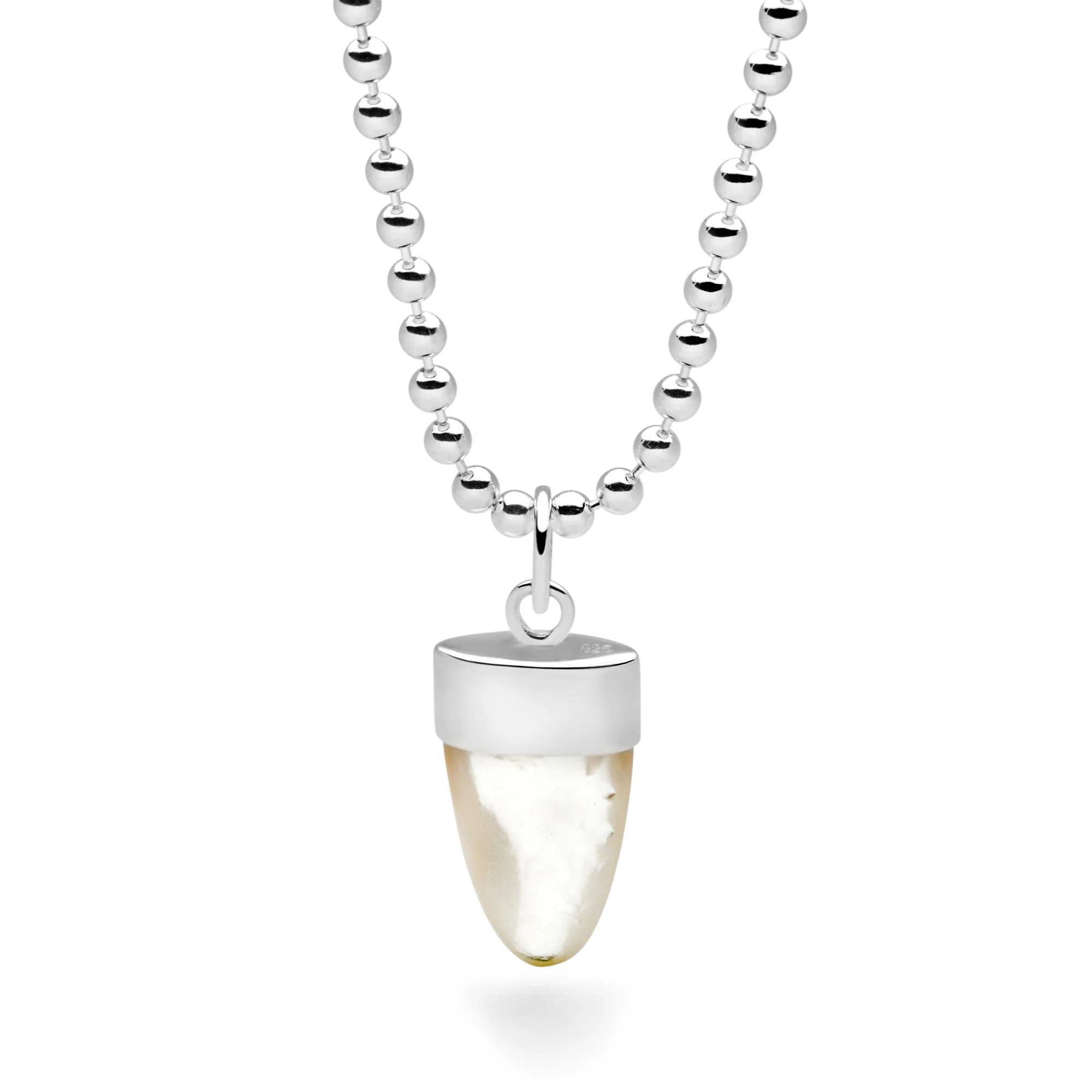 Shark Tooth Pendant (Mother of Pearl)  65cm Ball Chain - Image 3