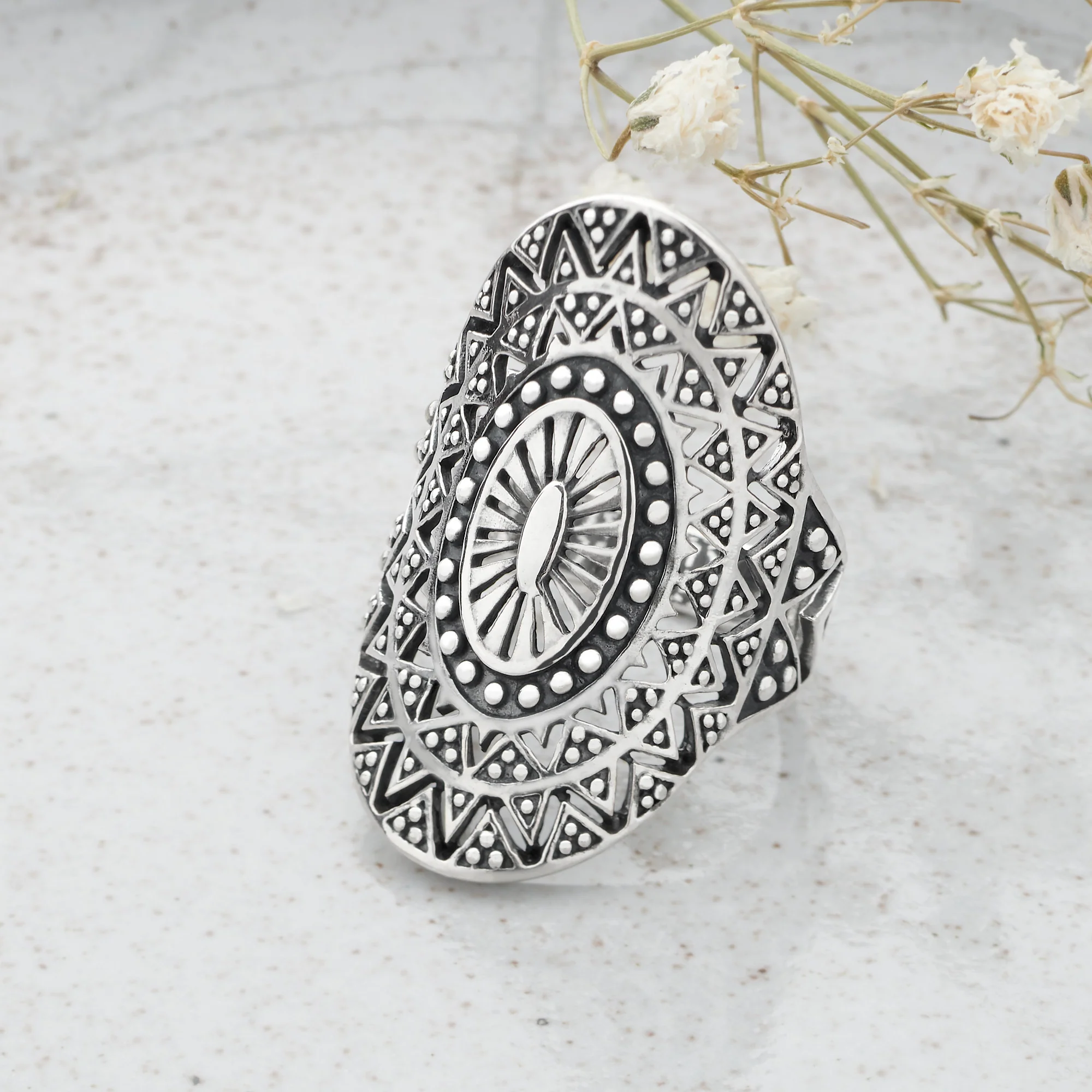 Silver Mandala Ring - Image 2