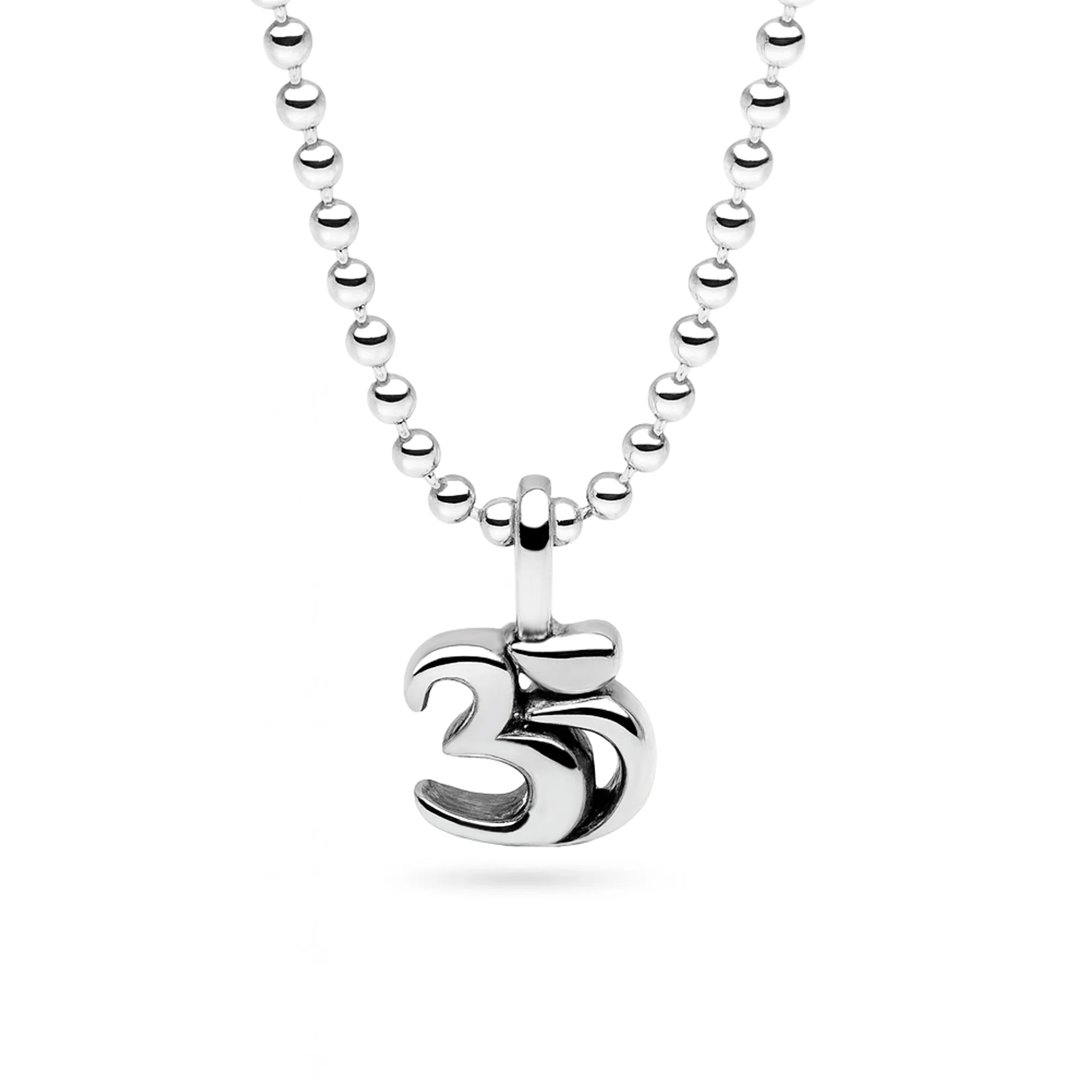 Silver Om Pendant 65cm Ball Chain - Image 3
