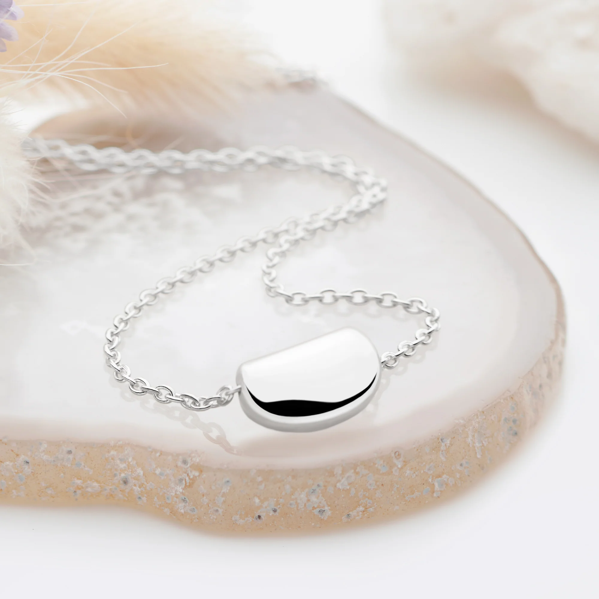 Silver Pebble Pendant Necklace - Image 2