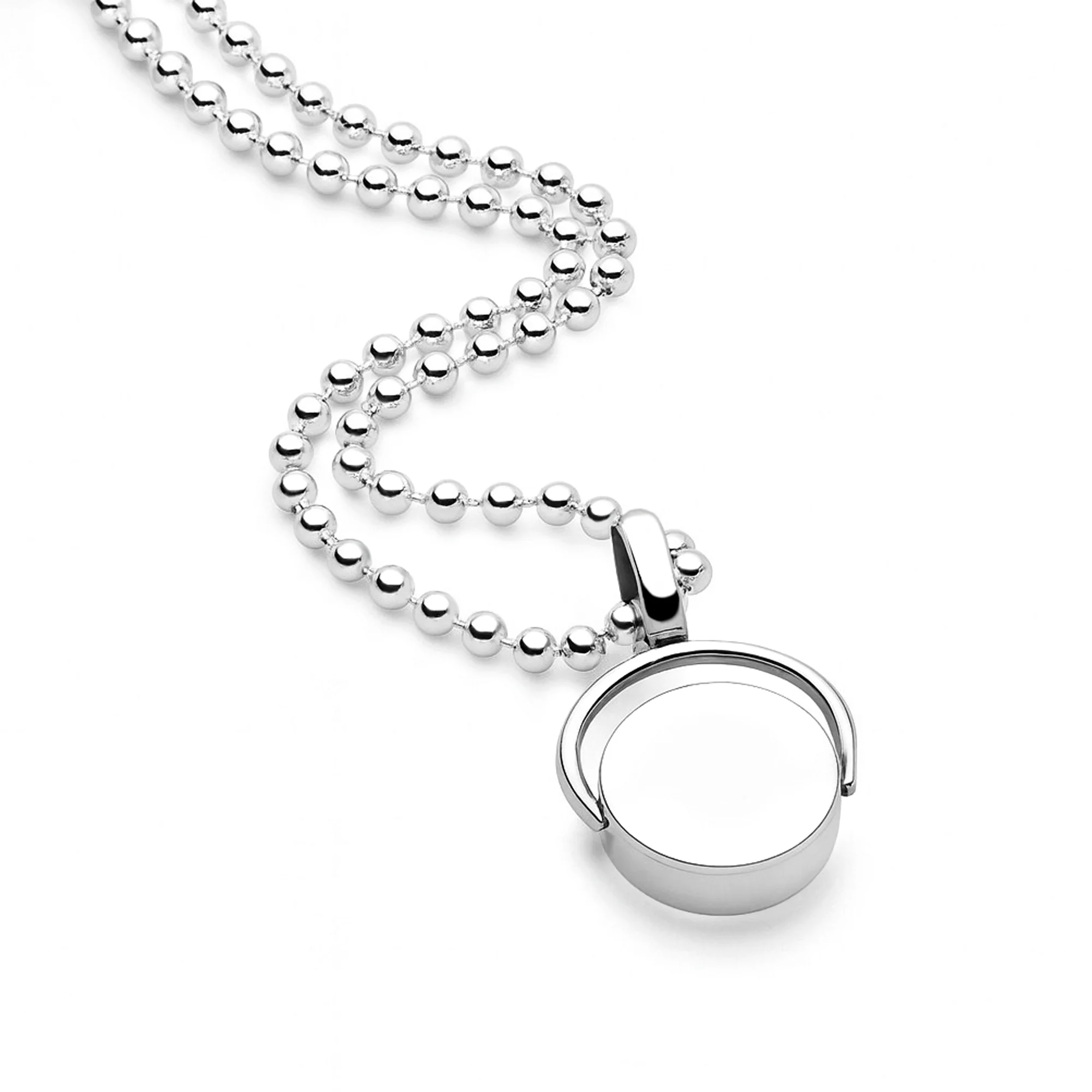 Silver Spinner Pendant 65cm Ball Chain
