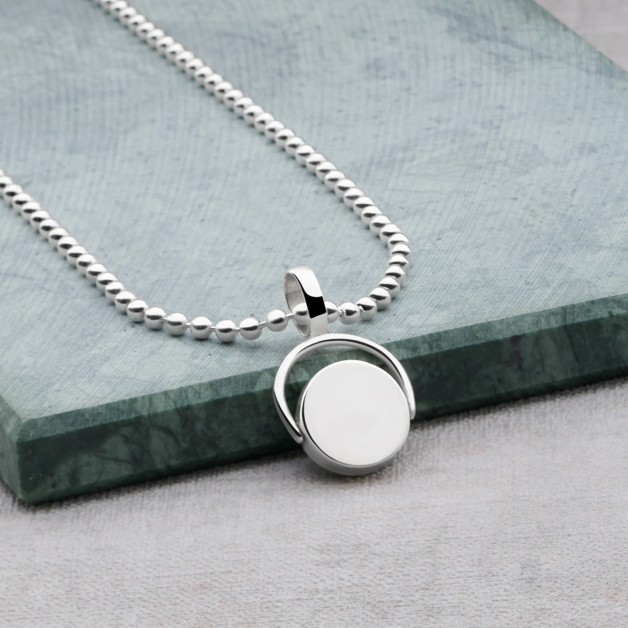 Silver Spinner Pendant 65cm Ball Chain - Image 2