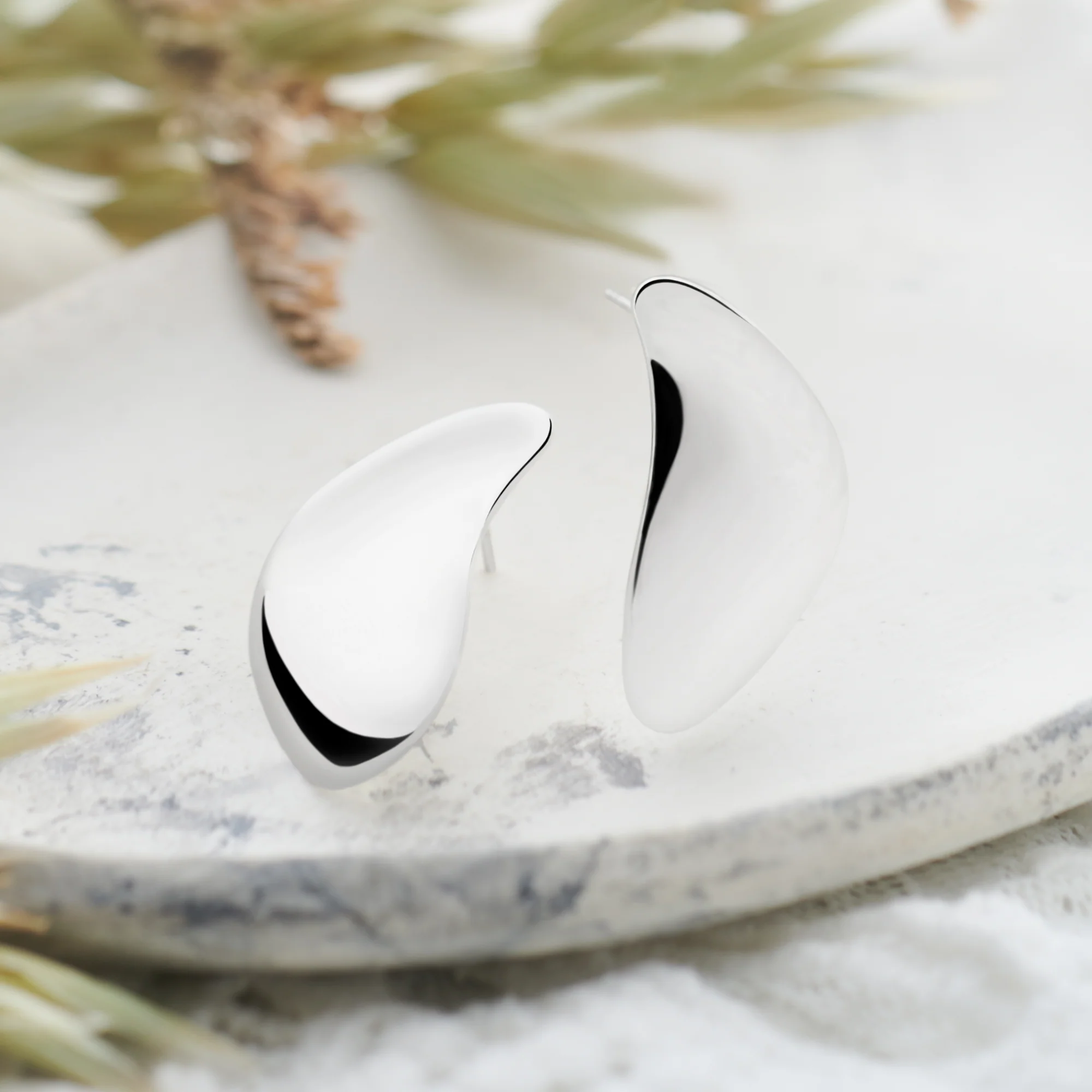 Silver Tear Earrings - Image 2