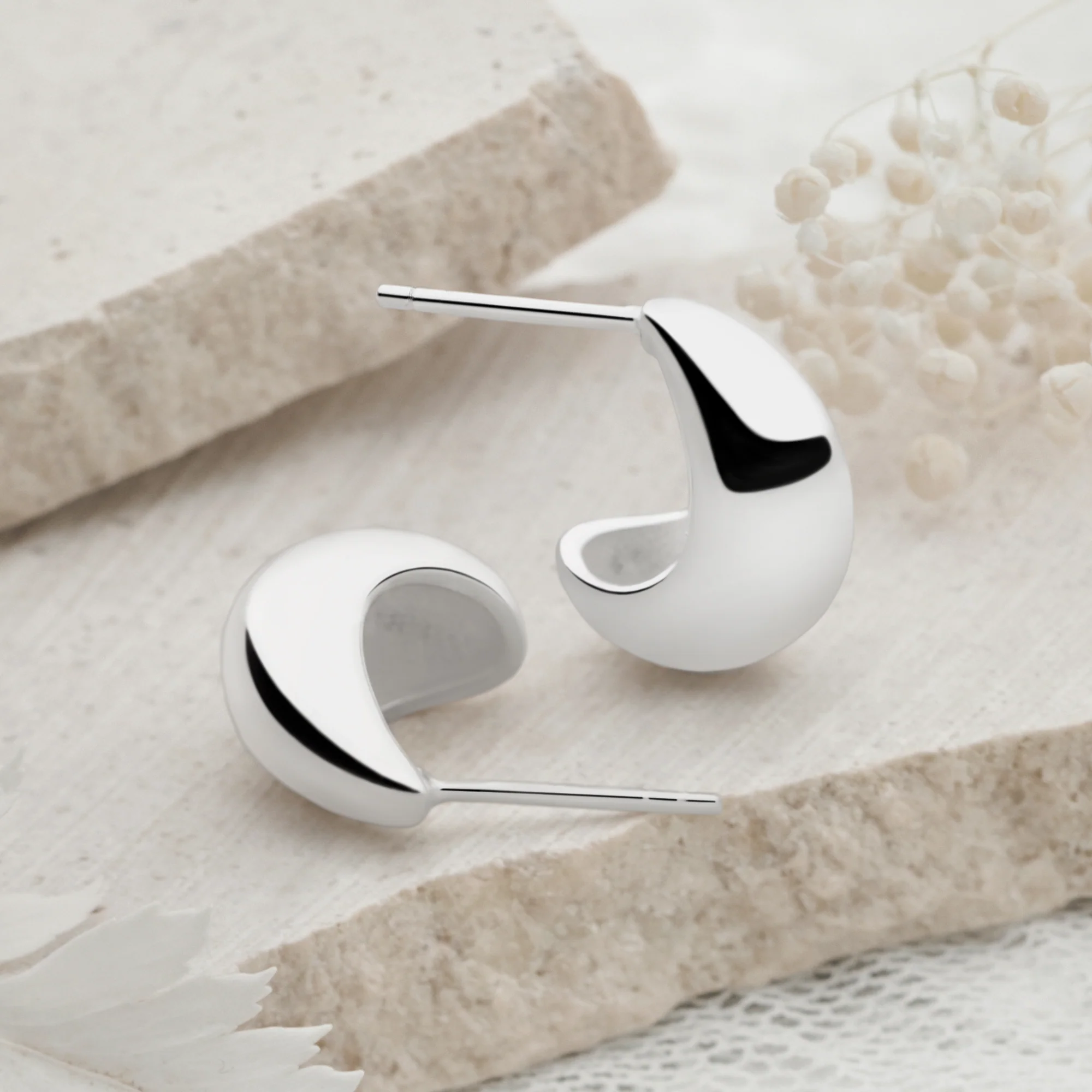 Swooped Silver Earrings - Image 2