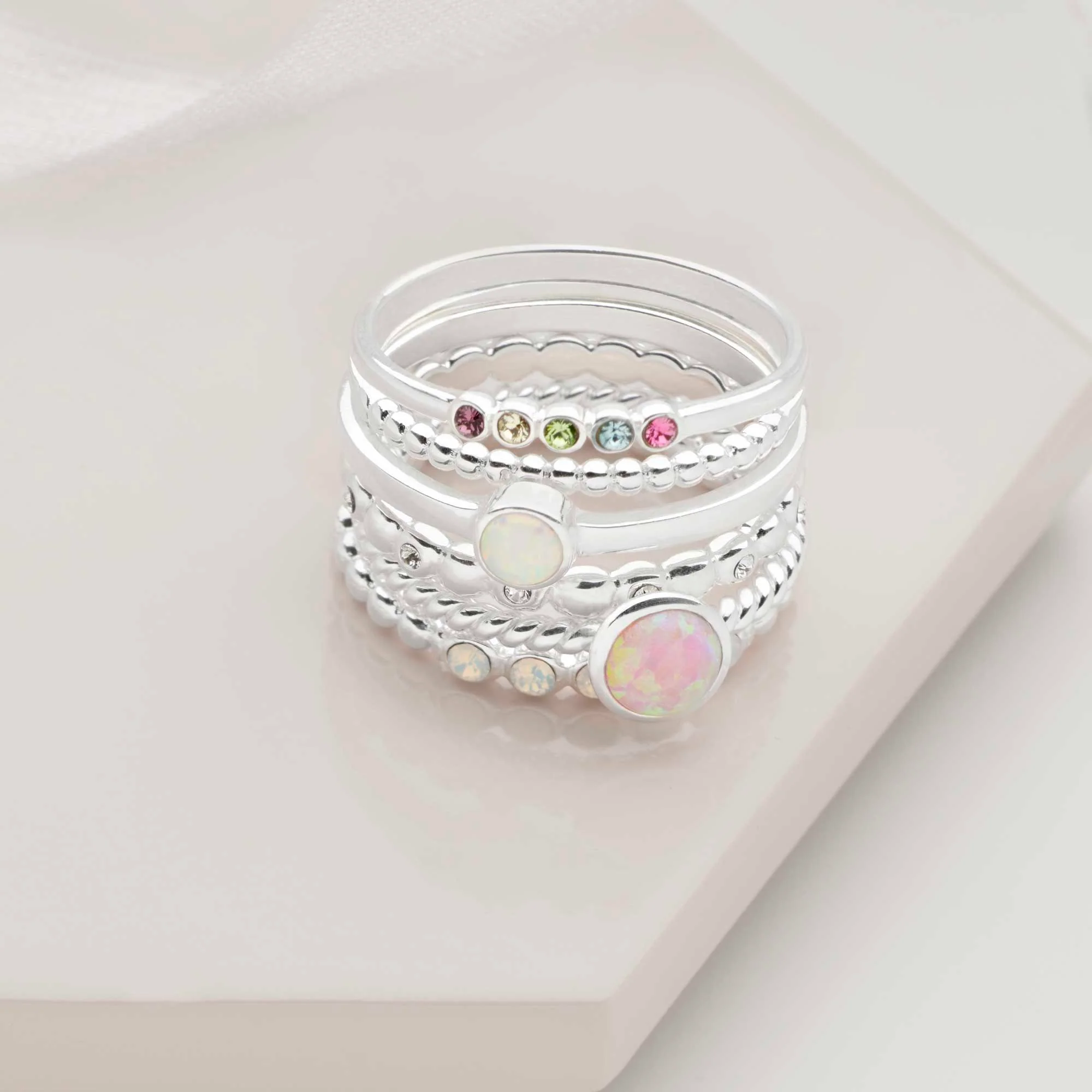 White Opal Dot Ring - Image 4