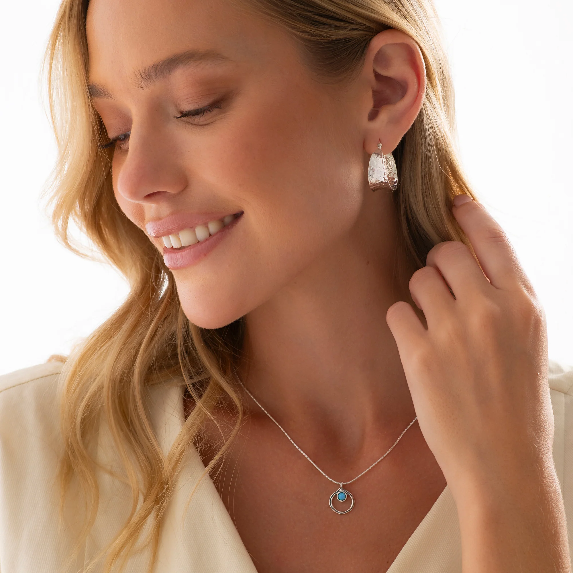Wide Hammered Hoops - Image 5