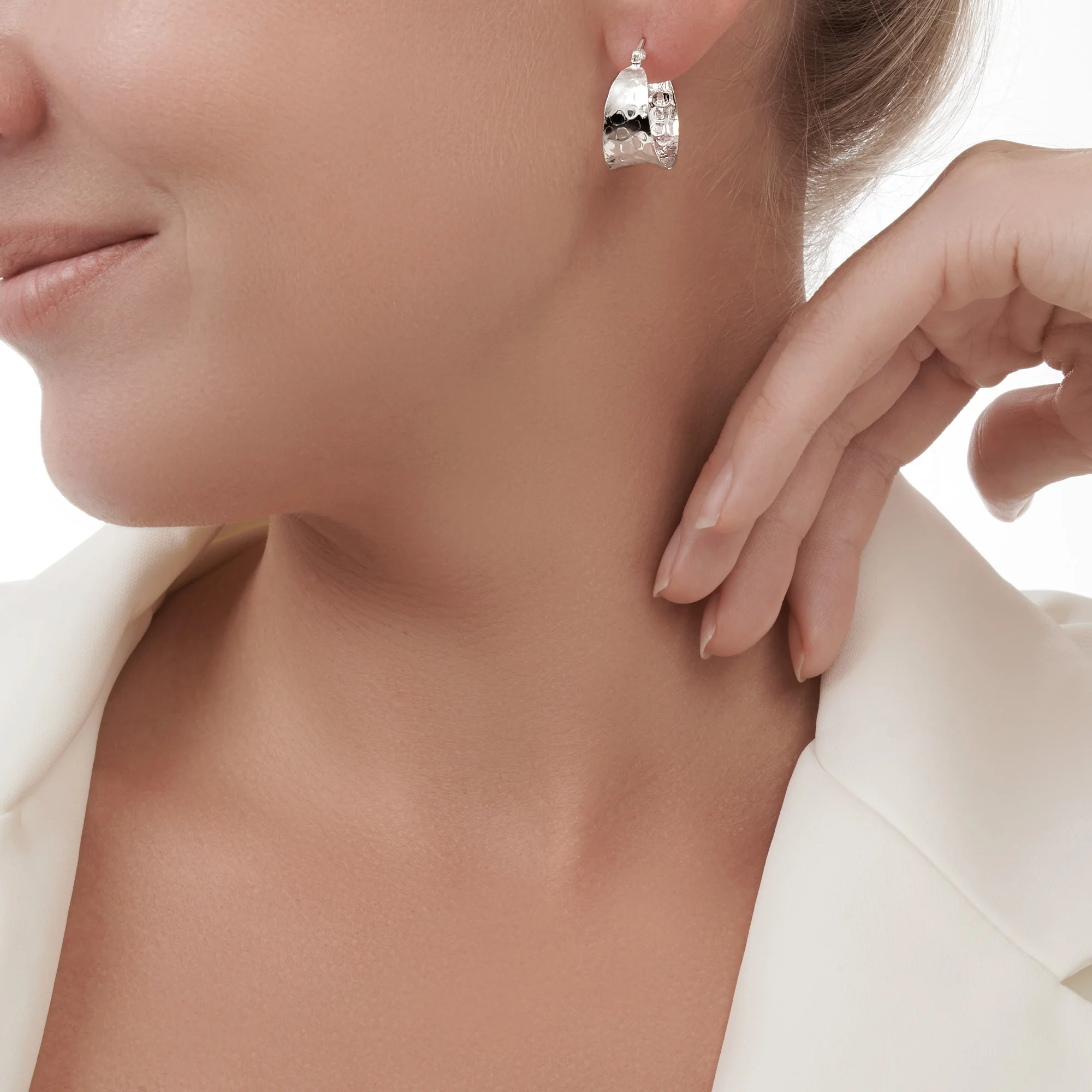 Wide Hammered Hoops (Small) - Image 3