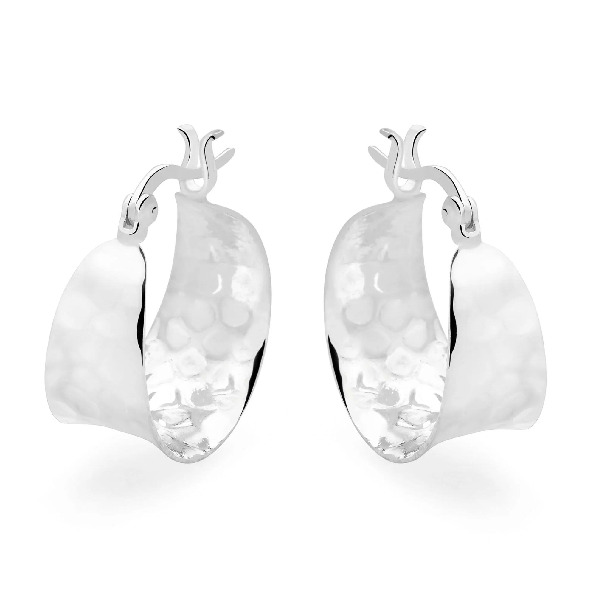 Wide Hammered Hoops (Small) - Image 4